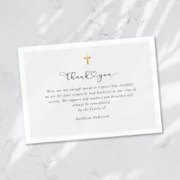 Simple Script Gold Cross Sympathy Funeral  Thank You Card