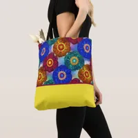 Stained Glass Abstract Red Green Blue Orange Tote Bag
