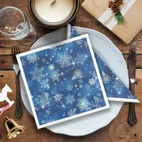 Prettiest Snowflakes Pattern Blue ID846 Paper Dinner Napkins