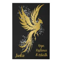 Glam Gold Phoenix Silver Glitter Monogram Black | Faux Canvas Print