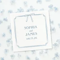 Dusty Blue Elegant Whimsical Simple Bow Wedding Napkins