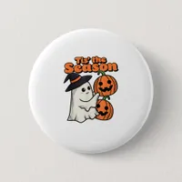 Tis The Season Halloween Costume Witch Hat Button