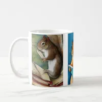 Squirrels Reading Books Watercolor Illustrations Coffee Mug