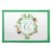 Green Lucky Crest charms monogram  Cloth Placemat