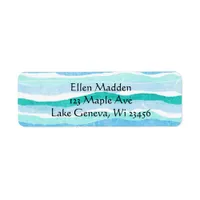 Blue and Teal Abstract Striped Label