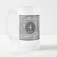 Elegant 4th Linen Wedding Anniversary Celebration Frosted Glass Beer Mug