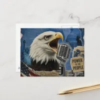 Patriotic American Bald Eagle Mixed Media Collage Postcard