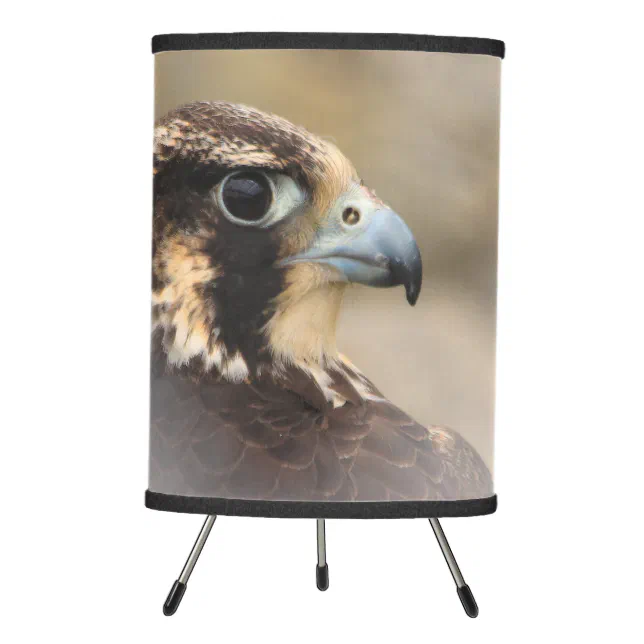 Vignetted Profile of a Peregrine Falcon Tripod Lamp