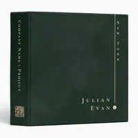 Simple Minimal Dark Emerald Green & Gold Qr code 3 Ring Binder