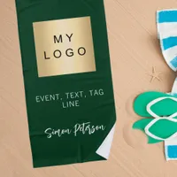 Emerald green name signature business logo beach towel