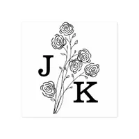 Minimalist flower Monogram Initials Rubber Stamp