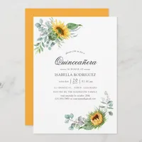 Boho Sunflower Eucalyptus Quinceañera Invitation