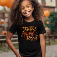 Thankful Grateful Blessed Script Thanksgiving  T-Shirt