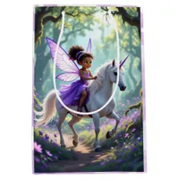 Pretty Fairy in Enchanted Forest Birthday Medium Gift Bag