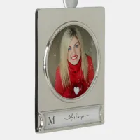 Personalize Monogram Initial Name Photo Silver Plated Banner Ornament