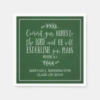 Christian Bible Verse Typography Green Graduation Napkins