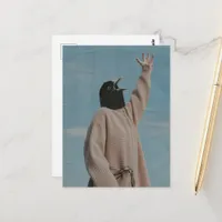 Surreal Singing Blackbird Collage Postcard