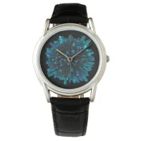 *~* Men's Crystal Sphere Metallic Blue Teal Watch