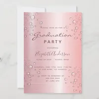 Graduation party pink bubbles invitation