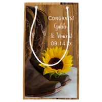 Country Sunflower Congratulations Western Wedding Small Gift Bag