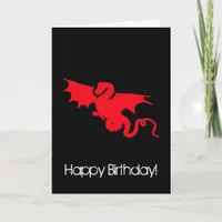 Red dragon on black Happy birthday Card