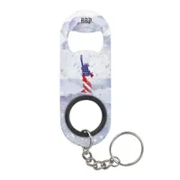 *~* Statue Liberty .  Veteran Military Red Blue Keychain Bottle Opener