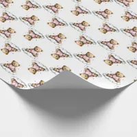 Cute Teddy Bear on a Fluffy Cloud Pink PJs Wrapping Paper
