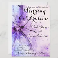 Marvellous Lavender Purple Watercolor Butterfly In Invitation