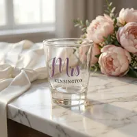 Chic Custom Mrs Newlywed Typography Shot Glass