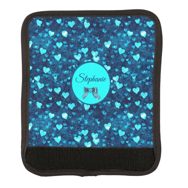 Vivid Blue Hearts Luggage Handle Wrap