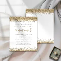 Budget Gold Glitter Borders Engagement Invitation