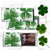 Rustic Gold Glitter Clover Shamrock Green Custom Hershey Bar Favors