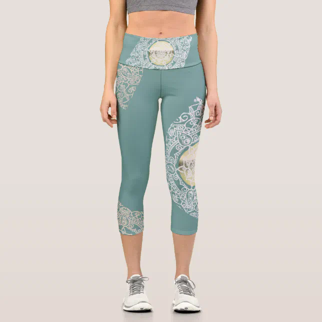 Lace mandala yoga capri leggings