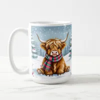 Cute Whimsical Highland Cow Christmas   Coffee Mug