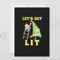 Let's Get Lit Funny Christmas Drinking Classic Holiday Card