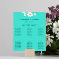 Turquoise Daisy Floral Wedding 60 Seating Chart