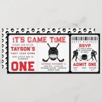 Hockey First Year Down 1st Birthday Ticket Invitation