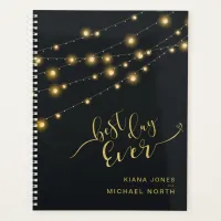 Modern String Lights Wedding Plans Gold ID585 Planner