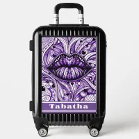 Cool Doodle Art Purple White Black Luggage