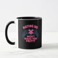 Hating Me Won't Make You Pretty Skeleton Hand Hear Mug