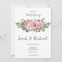 Spring Summer Pink Floral Watercolor Wedding Invitation