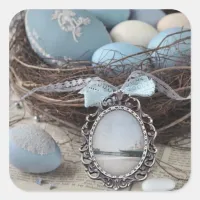 Vintage Pier Easter Nest Square Sticker