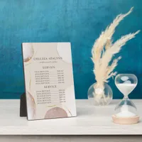 Abstract Watercolor Luxury Gold Shapes Price Menu Plaque