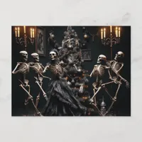 Skeletons Dance Around the Christmas Tree Postcard