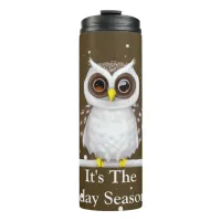 Vintage Snow Owl Holiday Thermal Tumbler