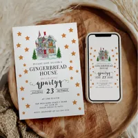 Festive Christmas Gingerbread Decorating Party Invitation