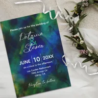 Abstract Artistic Dark Blue Green Wedding Invitation