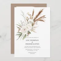 Boho Bohemian Dried Floral Photo & QR Code Wedding Invitation
