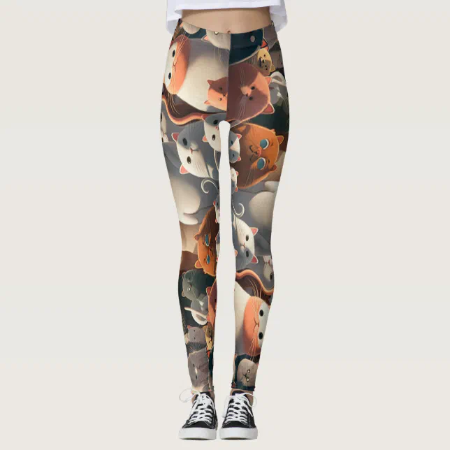 Cat City Cartoon Crowd Leggings