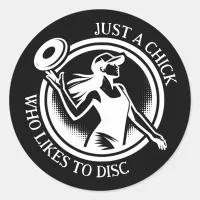 Personalized female Disc Golf  Classic Round Sticker